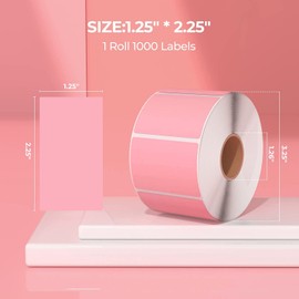 MUNBYN MUNBYN 57x32mm Thermodirekt-Etiketten, Selbstklebend Adressaufkleber, BPA&BPS Freies Quadratisches Etiketten für Thermo-Etikettendrucker-1 Rolle,1000 Etiketten Rosa
