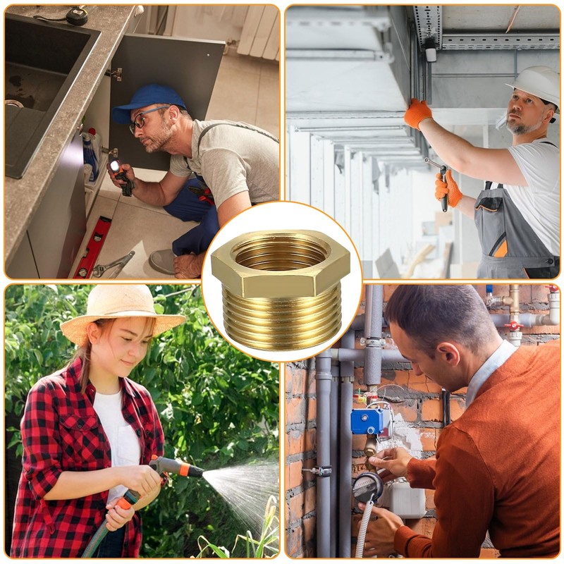 Pack of 8 Reducer 3/4 to 1/2 Brass Reducer Thread
