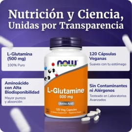 L-Glutamina 500mg  L-Glutamine Amino Acid Supplement, 120 Vegan Caps                                                                                  