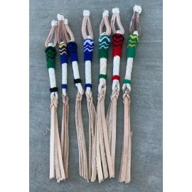 NELIDAS SOUTHERN IMPORTS 12" Keychain Style Horse Quirt, Cuarta Charra Estilo Llavero Cuartita de Cuero - Red/Black