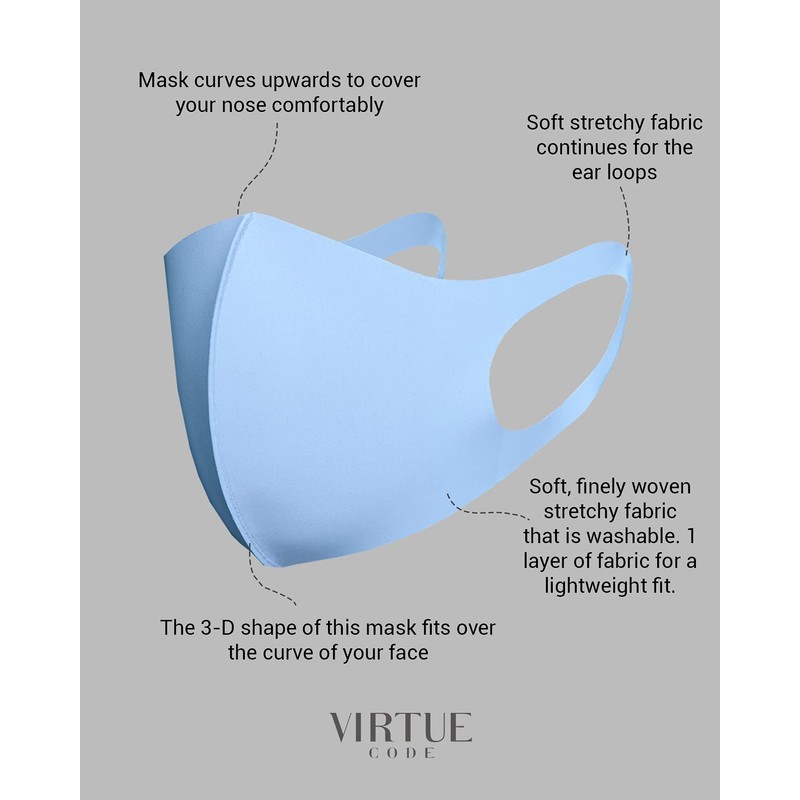 VIRTUE CODE Second Skin Cloth Face Mask Pack. 4 Buttery