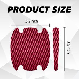 Hirificing 4PCS Car Door Handle Scratch Protector, Carbon Fiber Anti-Scratches Door Handle Cup Sticker, Non-Marking Car Accessories Door Handle Bowl Paint Guard Protective Films (Red)