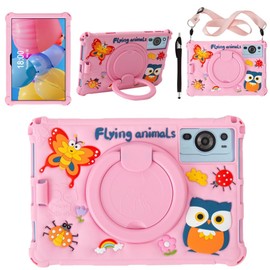 Misenya 10.1-inch Case for Okaysea/BYYBUO/Hoozo/QunyiCO/PRITOM/plimpton/Onn 10.1-inch Android Tablet Universal Cute 3D Cartoon Pattern Suitable Case (Pink Insects)