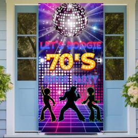Let's Boogie Door Banner | Disco 70s Theme Party Decorations Door Sign | Back to 70s Disco Dancing Night Photography Background | Disco Birthday Party Supplies
