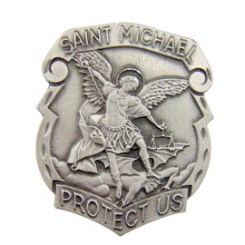 Catholic Gift Archangel Saint St Michael Police Badge Travel Protection Auto Car Visor Clip