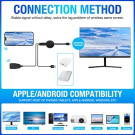 5GHz Chrome Cast Device Connector, Wireless Chromecast Device for TV, 4K 1080P HDMI Display Adapter Support Miracast/DLNA/Airplay Compatible for Android 4.4 or above, IOS, Windows, Mac