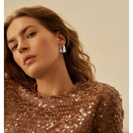 INNERDIVA Sliver Chunky Stud Earrings Trendy Statement Earrings Geometric Earrings Present Jewelry for Women