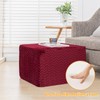 Furry Square Pouf Ottoman Foot Rest, Redwine, 20"x14"