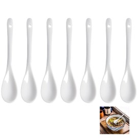 7 Stück Weißer Keramiklöffel, 13 X 2,5 cm Eierlöffel aus Porzellan Mini-Dessertlöffel Porzellan Löffel Griff Rührlöffel Kaffeelöffel keramik löffel Für Restaurant Dessertläden Café Tee Joghurt Dessert