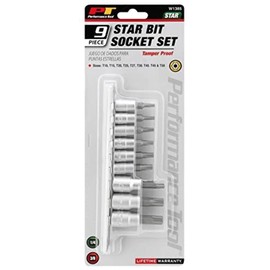 Performance Tool W1385 9-Piece Tamper Proof Star Bit Socket Set