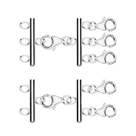 ALEXCRAFT Stainless Steel Silver Necklace Extender Layering Lobster Clasp Bracelet Clasps and Closures Connector Extension Clasps for Necklace Making Kit 2 Pcs