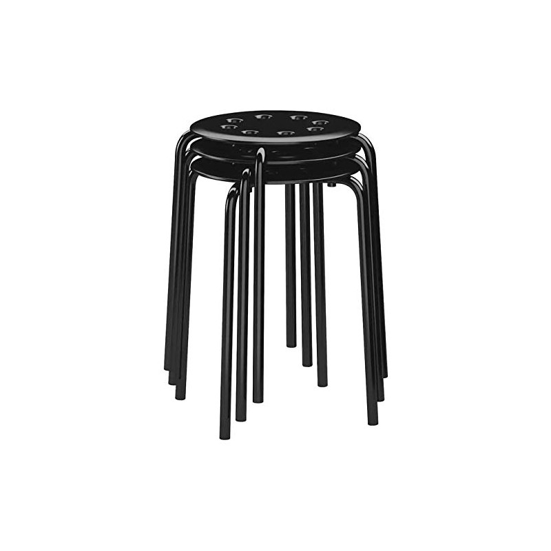Ikea Marius Steel, Epoxy Powder Coating Stool (Black), Set of