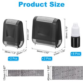 PATIKIL Identity Theft Protection Roller Stamp, 4Pcs 0.7/1.7" Confidential Roller Stamp Privacy ID Police Stamp Roller for Security ID Address with 8Pcs Refills, Black