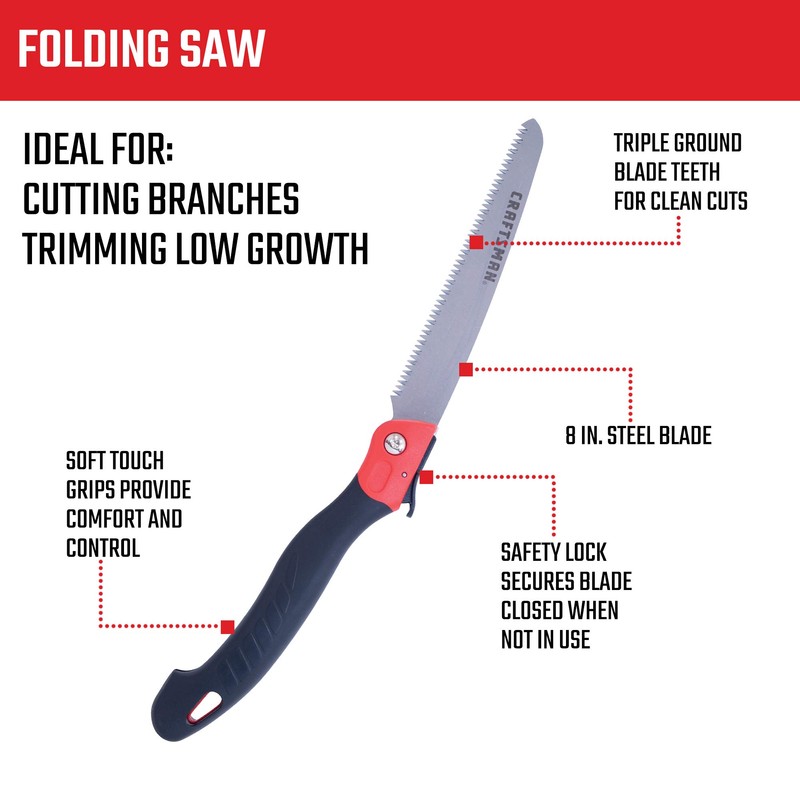 CRAFTSMAN Folding Hand Saw, 8 in. Blade, Compact Design, for