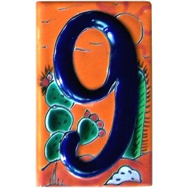 TalaMex Mexican Talavera Desert Tile Address House Number Nine