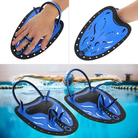 Hand Fins, Hand Paddles, Professional Swim Training Paddles Adjustable Diving Training Hand Fin Flippers Flat Paddles Swim Fin Swimming Training Aid for Men Women Kids Children (Blue L)