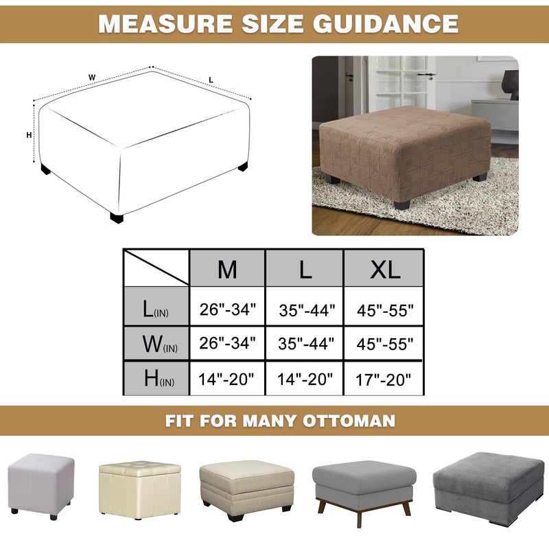 NeColorLife Ottoman Cover Square,Stretch Square Ottoman Covers Slipcover,Soft Knitted Jacquard