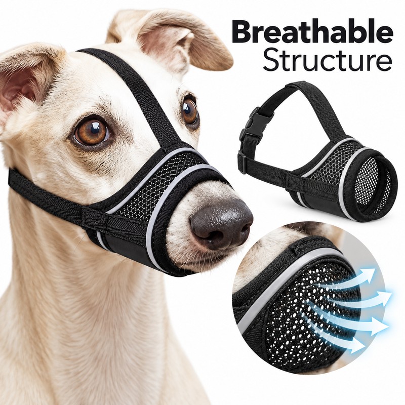 Adjustable Dog Muzzle – Breathable Soft Pet Mouth Cover for