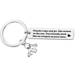 Best Friends Gift Friendship Keychain Birthday Gifts for Best Friends Sister True Friends Stick Like A Octopus On Your Face Keyring Graduation Christmas Gift for Teen Girls Boys Wedding Jewelry