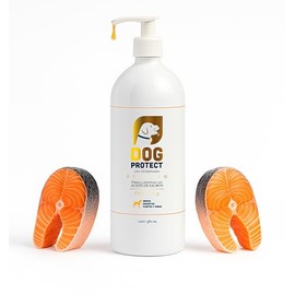 Metazoo Aceite de salmón Premium 960ml, para Perro, Omega 3, 6 y 9, suplemento para Mascota, vitaminas para Perro, Anti caida de Pelo, Anti ansiedad, Dieta Barf. Dog Protect Premium