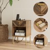 Masupu Nightstand with Charging Station,Modern Night Stand Boho Farmhouse Wood