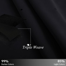 NICETOWN Black Blackout Kids Curtains for Baby Nursery Bedroom 84 Inches Long, Thermal Insualted Star Cutout Silver Glitter Star Insulated Privacy Window Shade for Living Room, 1 Panel, 42x84