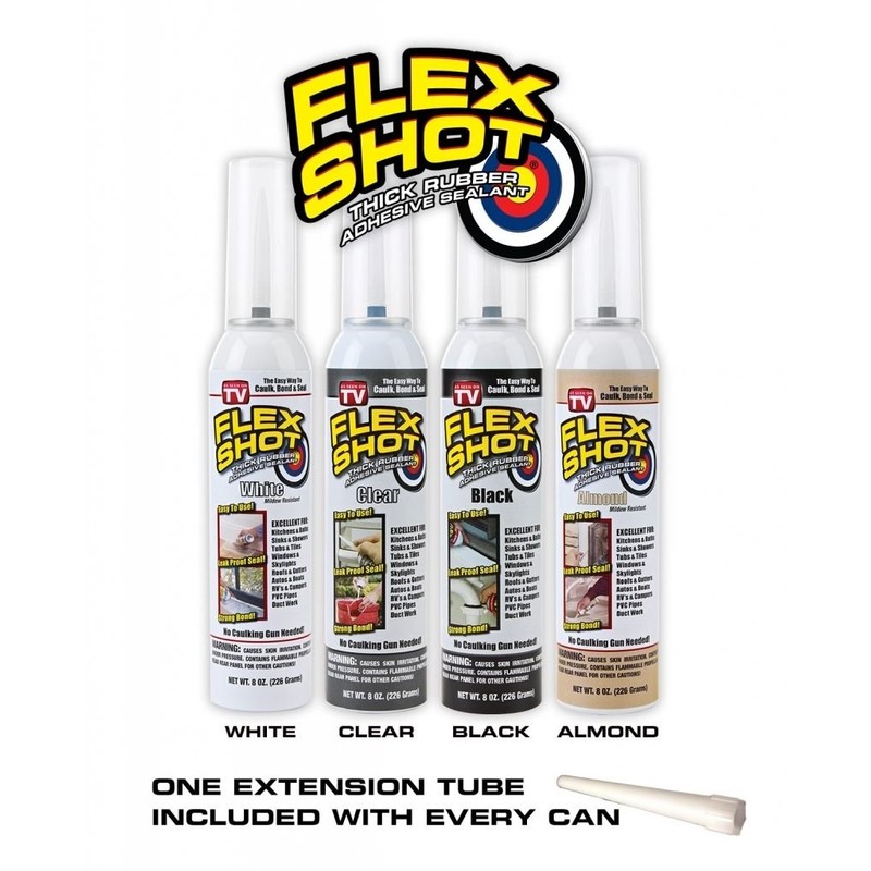 Flex Shot Rubber Adhesive Sealant Caulk, 8-oz, Black (2 Pack)