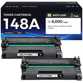 148A Toner Cartridge with Chip Black 2-Pack High Yield Replacement for HP 148A W1480A 148X W1480X Compatible with HP LaserJet Pro MFP 4101dw 4101fdn 4101fdw 4001dn 4001dw 4001n Printer Ink 4001 4101 e