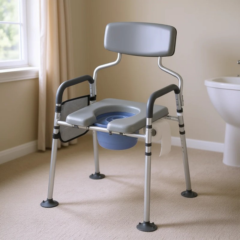 Commode Chair Adjustable Height Aluminum Alloy Raised Toilet Seat For