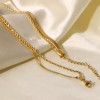 Zard 18K Gold Herringbone Rope Double Chain Layered Necklace