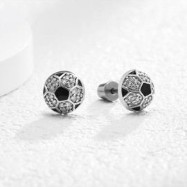 Plikin Soccer Football Earrings Sport Stud Earrings for Women Sports Lovers Jewelry Gifts