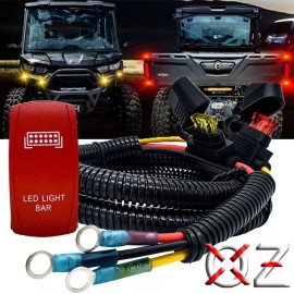 OZ-USA LED Light Bar On/Off Red Rocker Switch Power Block Wire Harness for Can-Am X3 RS
