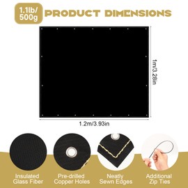 Heat Shield Behind Grill 3'x4' Heat Shield Mat for Wall, Heavy Duty Grill Fireproof Cover and Screen Protector Thermal Barrier Pad with Hanging Holes for Outdoor Deck Fence, Black (3.2X4FT)