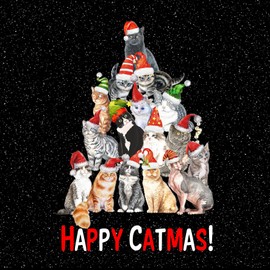 Happy Catmas Christmas Card (Cats) - Special Xmas Card for Him Her Kids Male Female
