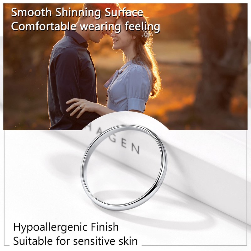 PROSILVER Plain Silver pinky Ring 2mm Wedding Rings Women Silver