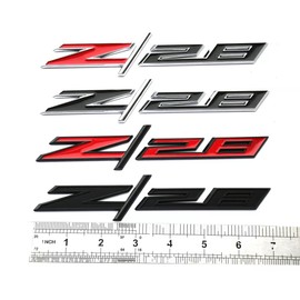 1Pc Z28 Emblem Door Tailgate Badge Nameplate Compatible with 2014-2020 Z/28 Camaro 22925211 (Black Red)
