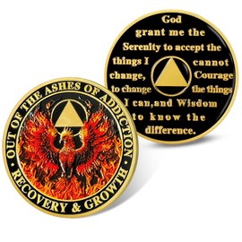 Phoenix Triangle Sobriety Coin – AA Chips and Medallions for Sobriety Token with Anniversary Year for Men & Women in Recovery