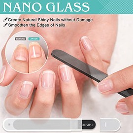 Lima de uñas de cristal con funda, 5 piezas de cristal para pulir uñas nano, kit de brillo de uñas, regalo para hombres y mujeres, limas de uñas de se