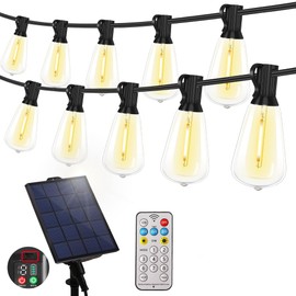 YOSION Solar Powered Warm White LED Outdoor String Light with Remote Control, Shatterproof Light Bulbs for Backyard Garden Patio Pergola Gazebo Bistro Bedroom Christmas Wedding Party (20+2 Bulbs)