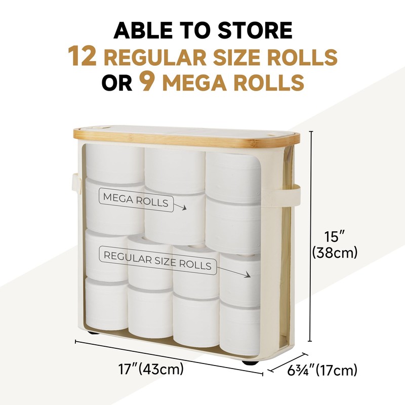StorageWorks Toilet Paper Storage Basket with Lid, Slim Bathroom Organizer