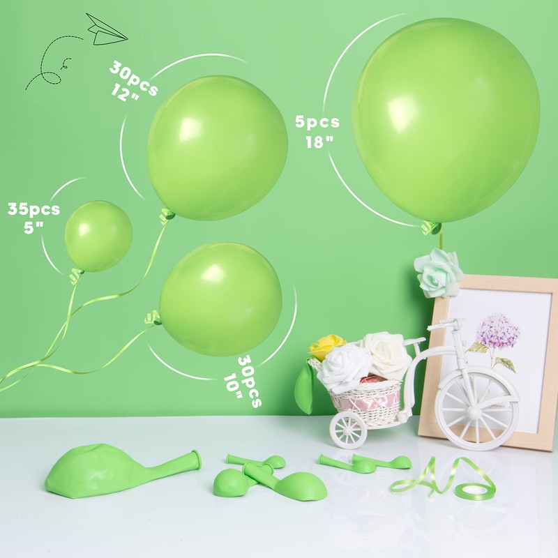 Henviro Lime Green Party Balloons - 100 Pcs 5/10/12/18 Inch