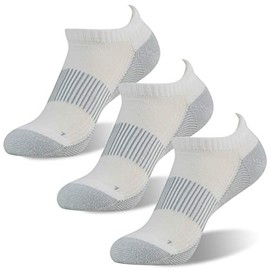 Basketball Socks,FOOTPLUS Men Women Copper Arch Support Ankle Golf Tennis Socks Odor Free Gym Travel Socks,Cushioned Sole Cycling Running Socks,No Stinky Feet Work Socks, 3 Pairs White, Large