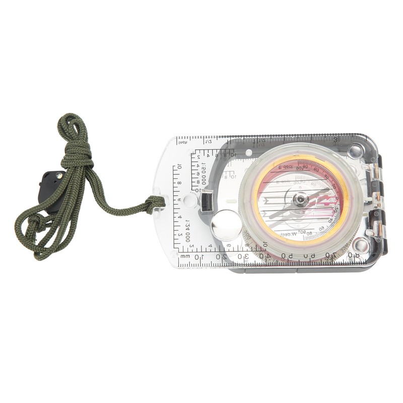 Multifunctional Plastic Compass with Scales Portable Gradiometer Magnifying Glass LED
