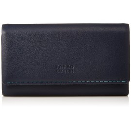 Takeokikuchi Men's Trifold Key Case, 4 Row Morbido Series, navy