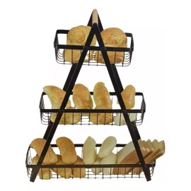 Canasta Frutero Cesta 3 Niveles Frutas Verduras Hogar Color Negro