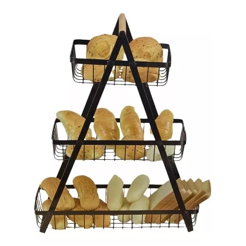 Canasta Frutero Cesta 3 Niveles Frutas Verduras Hogar Color Negro