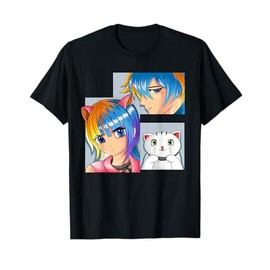 Anime Girls Cat Manga Merch Children Boys T-Shirt