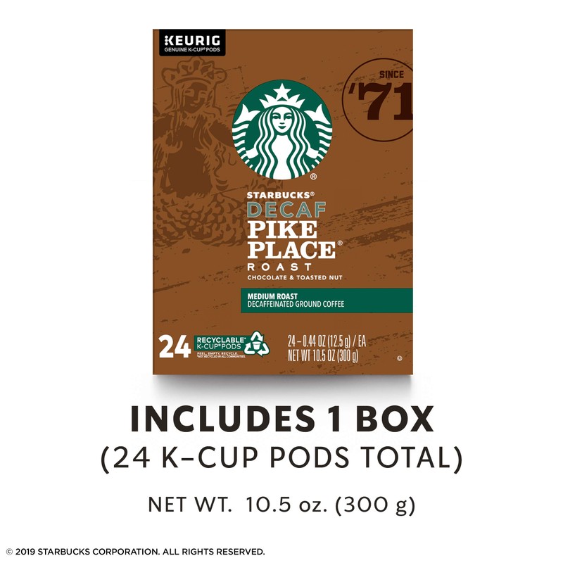 Starbucks Decaf K-Cup Coffee Pods — Pike Place Roast for