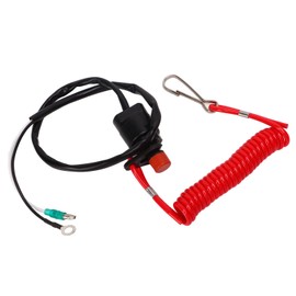 Sorandy Universal Boots Motor Kill Switch, Outboard Motor Emergency Stop Switch Lanyard Cord 50 cm 20 Inch, Key Loose Push Button for Marine Yatch T15 F 2.5 F4 F5 F6, red