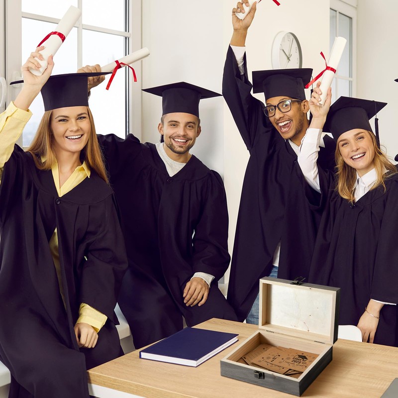 Seeloowy Graduation Keepsake Wood Box Engraving Graduation Cap Gift for